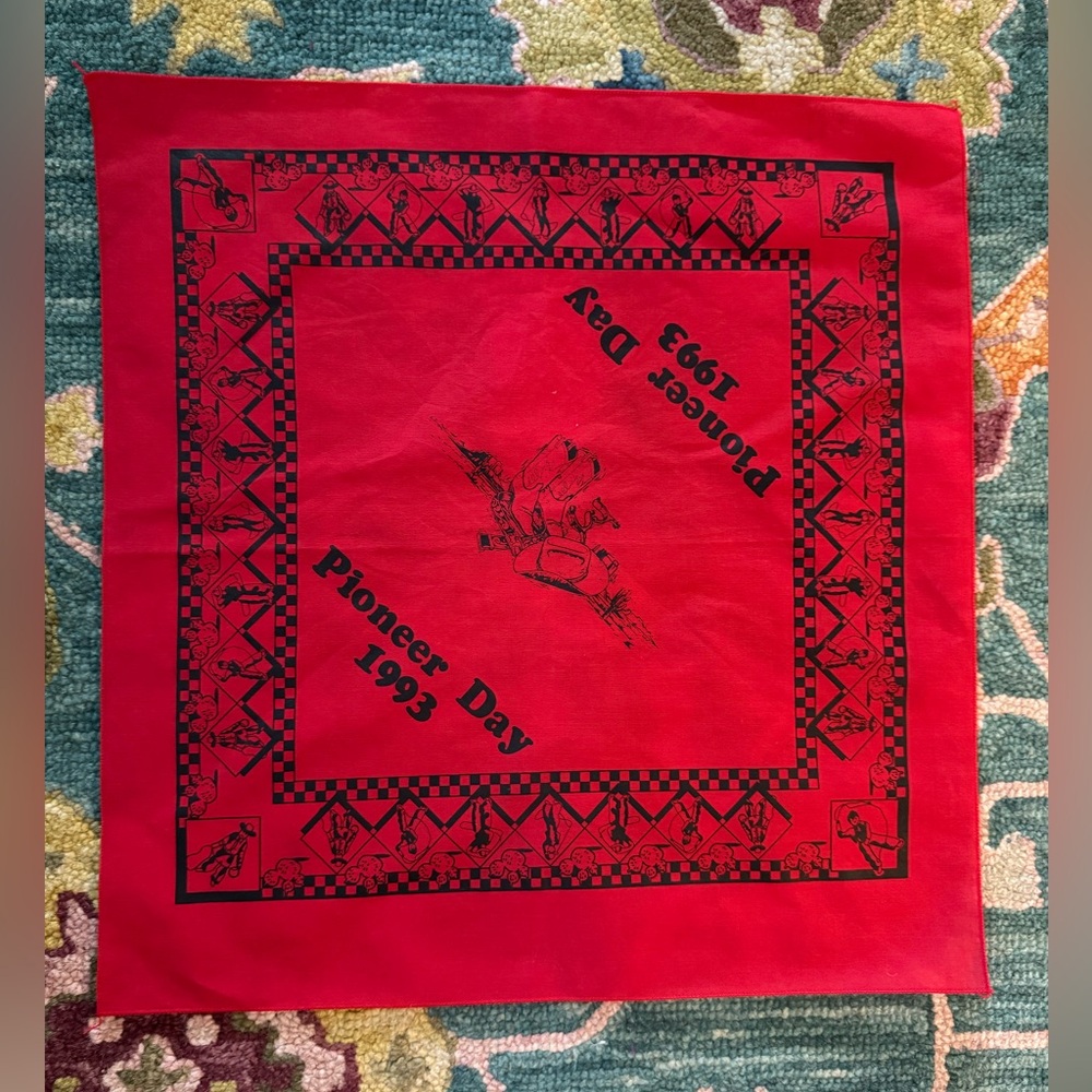 Vtg Pioneer Day 1993 Red Bandana Deadstock NWOT Mormonism BYU Brigham Young